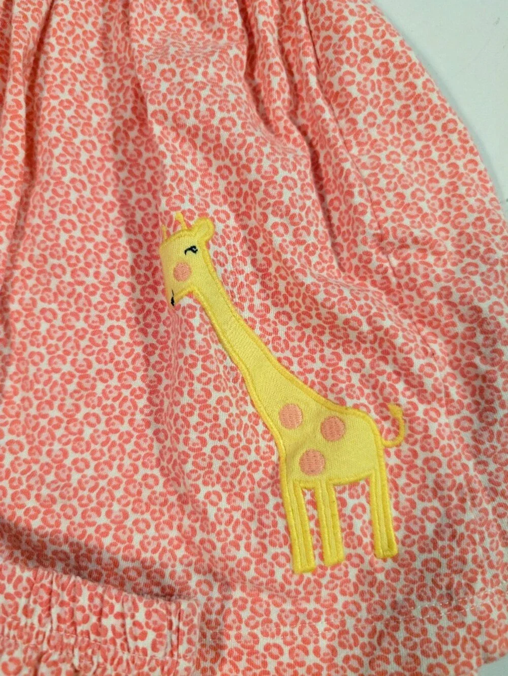 Carter's Girls Coral Pink Giraffe Print Dress with Bloomers Sz 12M